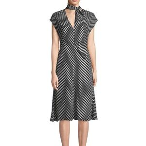 Tie-neck Polka-dot Silk Crepe De Chine Dress